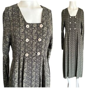 Vintage Biya Rated R Square Neck Midi Floral Tapestry Dress S